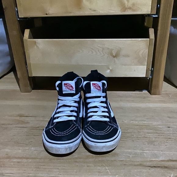 Black Vans Kids High Tops Size 3 - Picture 2 of 5